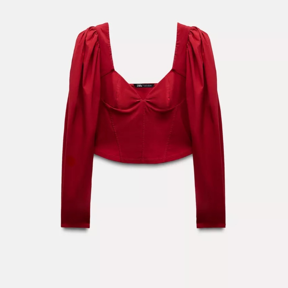 Zara sweetheart puff sleeve voluminous top